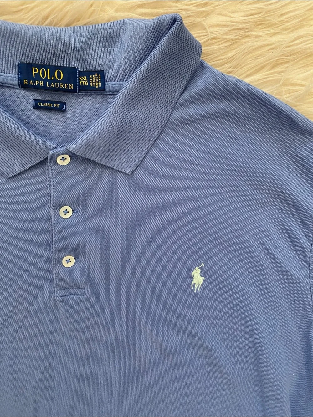 Polo Ralph Lauren Men’s Iconic Mesh Polo Shirt Classic Fit Light Blue Cotton XXL
